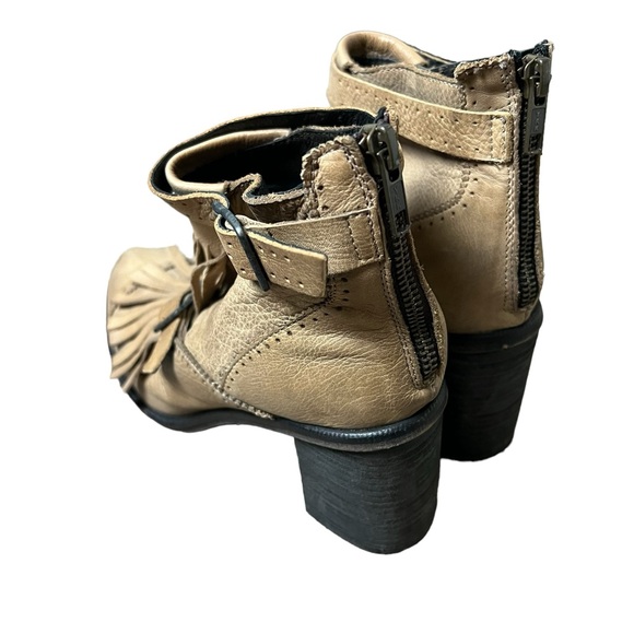 Free People | Tan leather block heel fringe boho western booties size 9 - Picture 9 of 16